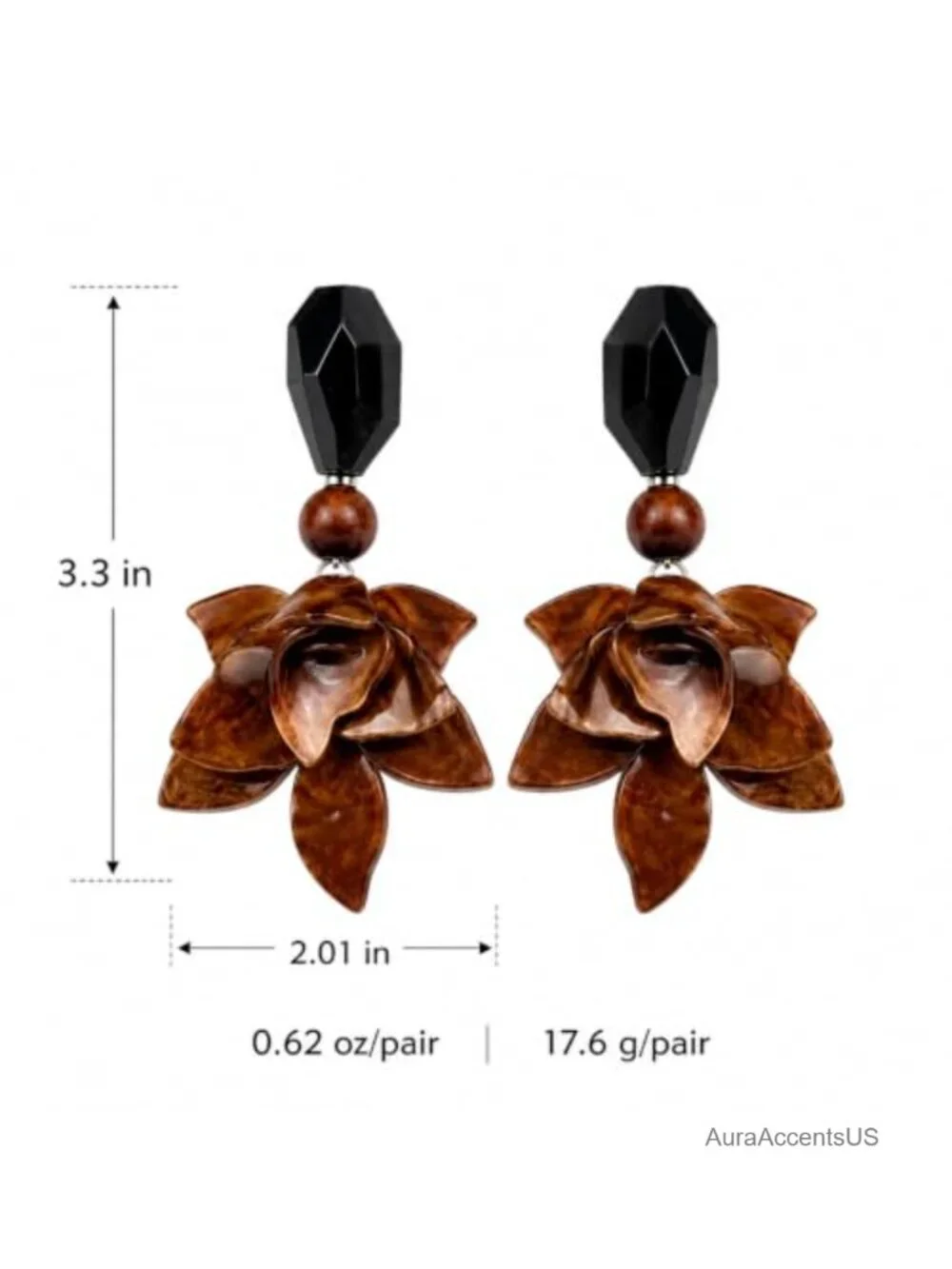 Layered Resin Petal Dangle Earrings for Women, Boho Floral Statement Jewelry